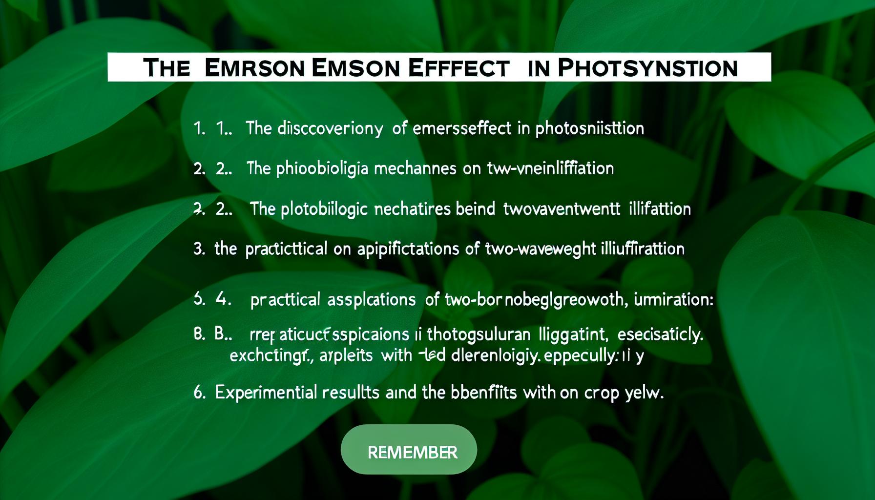 Effet Emerson et croissance des plantes